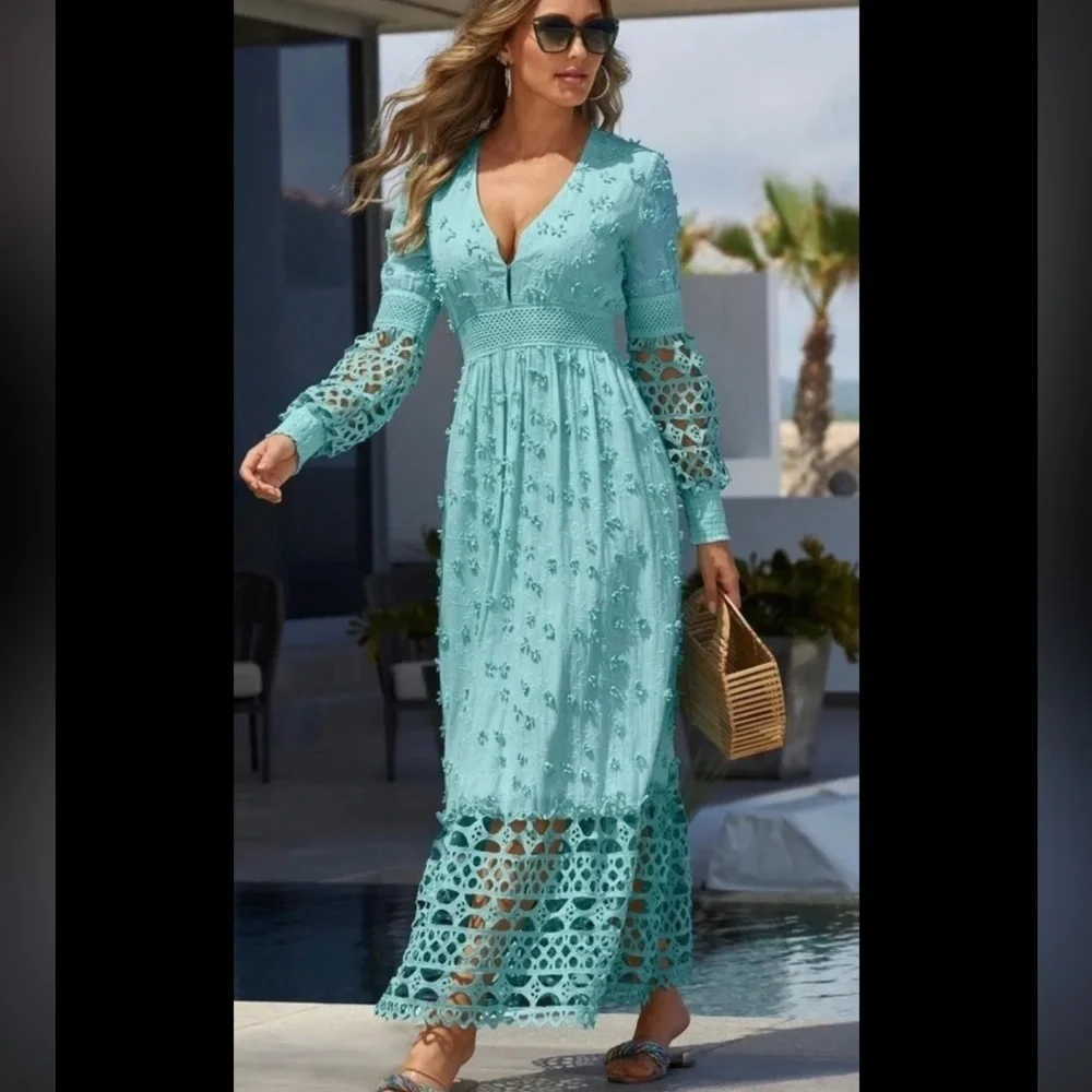 BOSTON PROPER MIXED MEDIA LACE DRESS NET Sz S - Picture 10 of 11